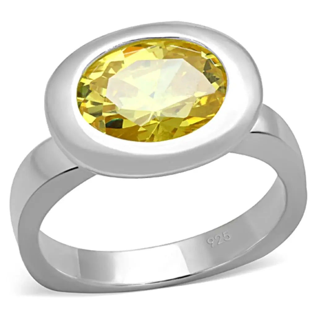 LOS751 - Silver 925 Sterling Silver Ring with AAA Grade CZ in Topaz - Alamode - Flyclothing LLC