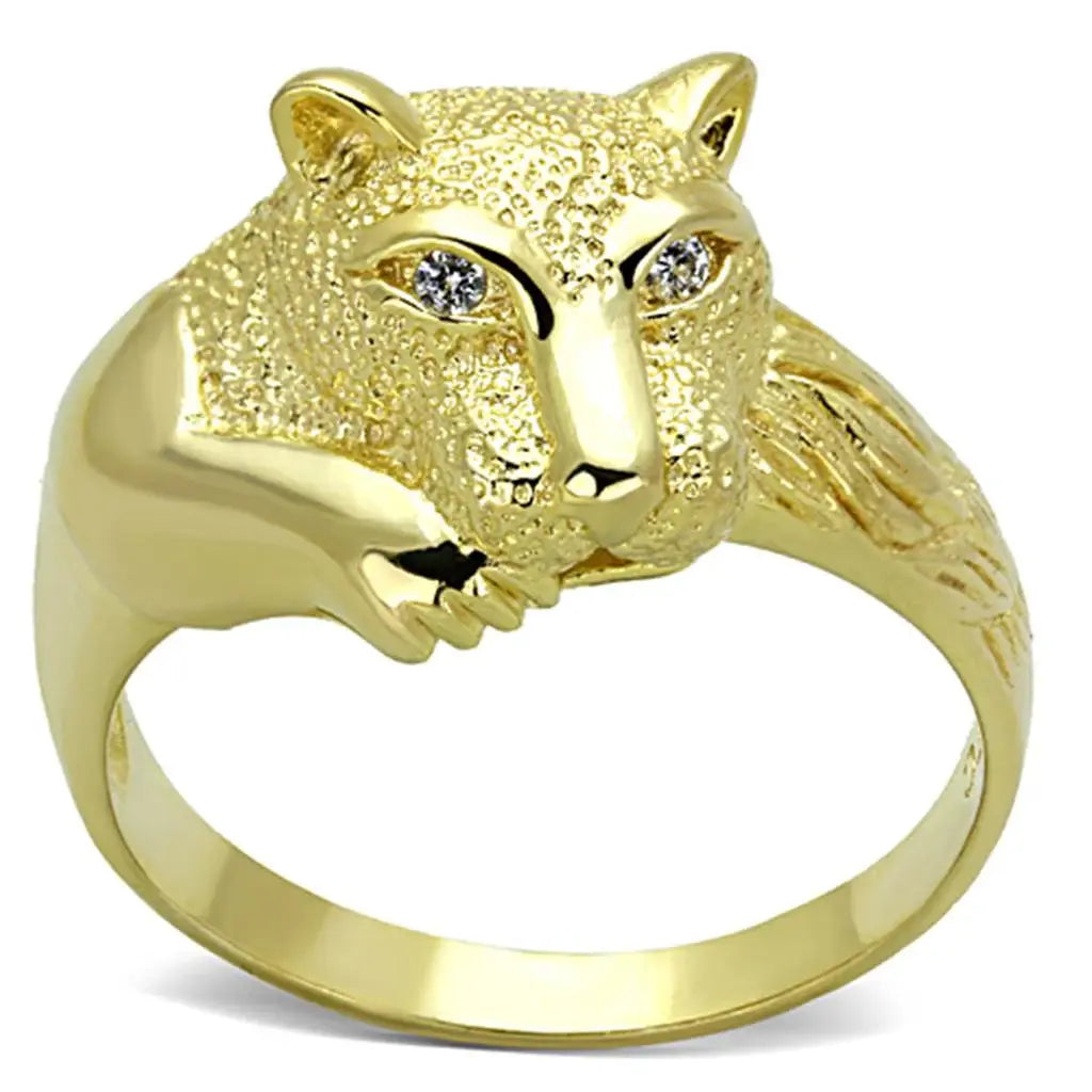 LOS770 - Gold 925 Sterling Silver Ring with AAA Grade CZ in Clear - Alamode - Flyclothing LLC