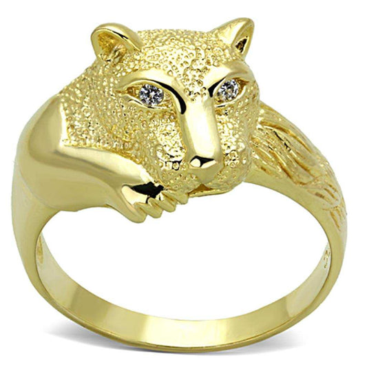 LOS770 - Gold 925 Sterling Silver Ring with AAA Grade CZ in Clear - Alamode - Flyclothing LLC