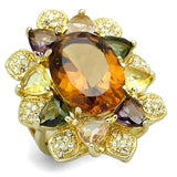 LOS771 - Gold 925 Sterling Silver Ring with Synthetic Synthetic Glass in Champagne - Alamode - Flyclothing LLC