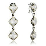 LOS777 - Reverse Two-Tone 925 Sterling Silver Earrings with AAA Grade CZ  in Clear - Alamode