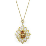 LOS784 - Gold 925 Sterling Silver Chain Pendant with AAA Grade CZ in Champagne - Alamode - Flyclothing LLC