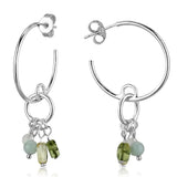 LOS788 - Silver 925 Sterling Silver Earrings with Synthetic Glass Bead in Multi Color - Alamode - Flyclothing LLC
