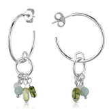 LOS788 - Silver 925 Sterling Silver Earrings with Synthetic Glass Bead in Multi Color - Alamode