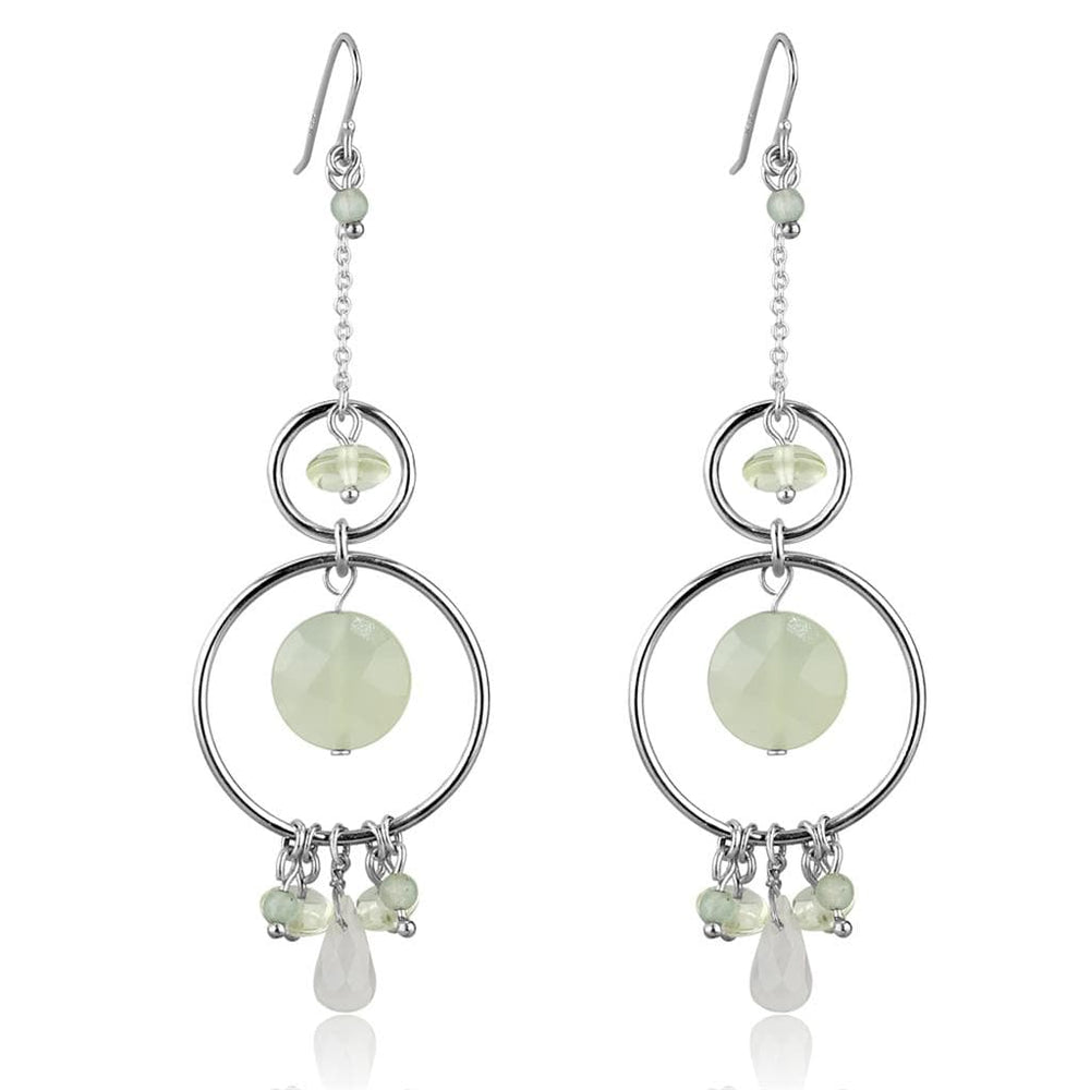 LOS791 - Silver 925 Sterling Silver Earrings with Synthetic Jade in Multi Color - Alamode