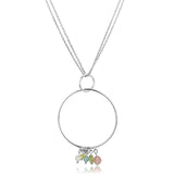 LOS796 - Silver 925 Sterling Silver Necklace with Synthetic Glass Bead in Multi Color