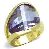 LOS822 - Gold 925 Sterling Silver Ring with AAA Grade CZ  in Amethyst - Alamode