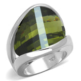 LOS829 - Rhodium 925 Sterling Silver Ring with AAA Grade CZ  in Olivine color - Alamode