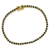 LOS838 - Gold 925 Sterling Silver Bracelet with AAA Grade CZ  in Jet - Alamode