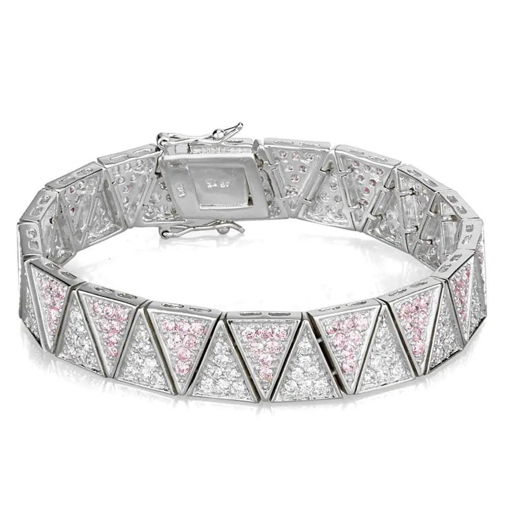 LOS845 - Rhodium 925 Sterling Silver Bracelet with AAA Grade CZ  in Rose - Alamode