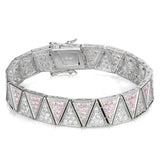 LOS845 - Rhodium 925 Sterling Silver Bracelet with AAA Grade CZ  in Rose - Alamode