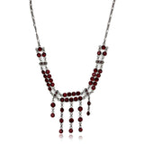 LOS865 - Ruthenium 925 Sterling Silver Necklace with Top Grade Crystal  in Siam - Alamode