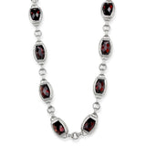 LOS877 - Rhodium 925 Sterling Silver Necklace with AAA Grade CZ  in Garnet - Alamode