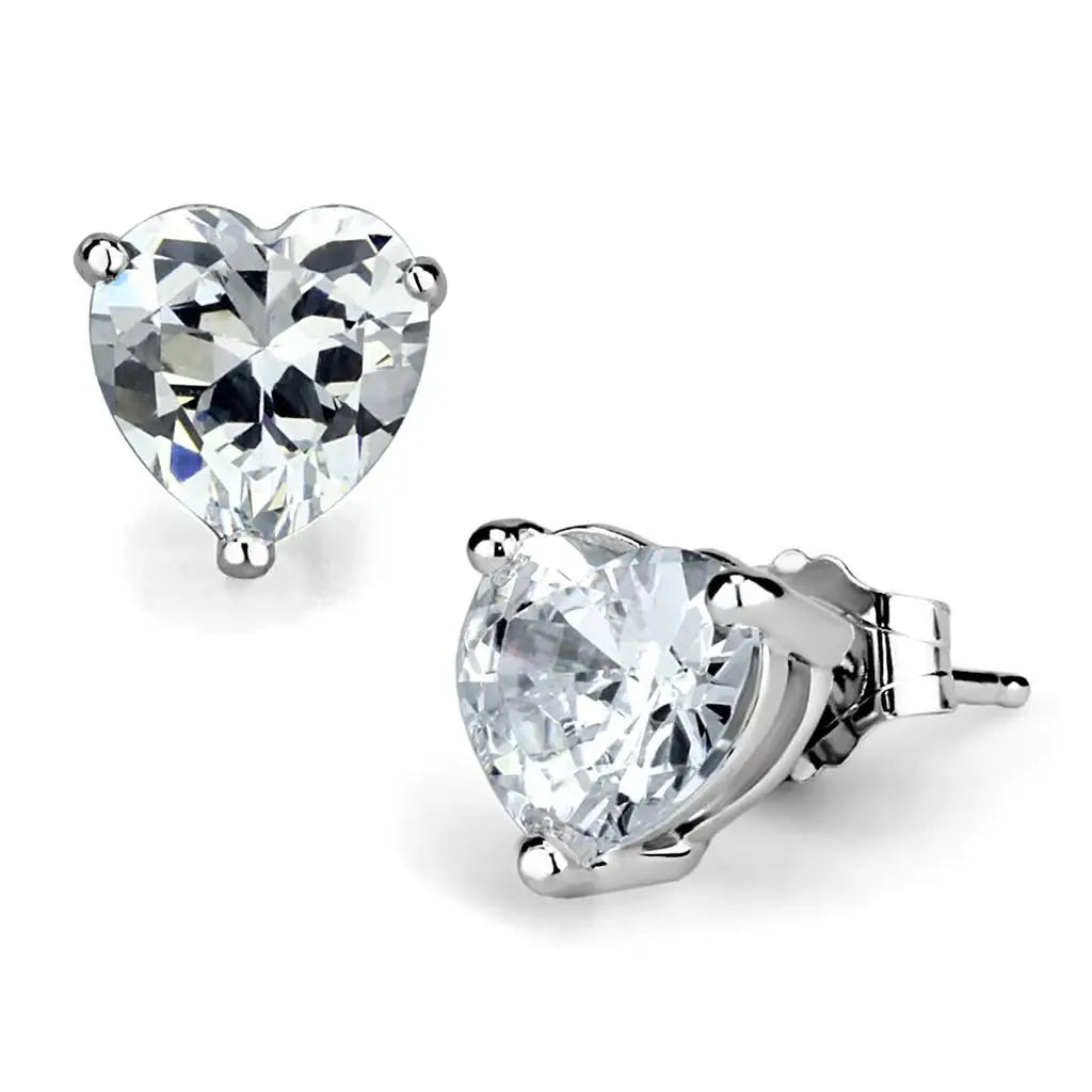 LOS882 - Rhodium 925 Sterling Silver Earrings with AAA Grade CZ in Clear - Alamode - Flyclothing LLC