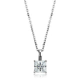 LOS894 - Rhodium 925 Sterling Silver Chain Pendant with AAA Grade CZ in Clear - Alamode - Flyclothing LLC