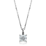 LOS894 - Rhodium 925 Sterling Silver Chain Pendant with AAA Grade CZ  in Clear