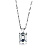 LOS896 - Rhodium 925 Sterling Silver Chain Pendant with AAA Grade CZ in Clear - Alamode - Flyclothing LLC
