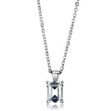 LOS897 - Rhodium 925 Sterling Silver Chain Pendant with AAA Grade CZ  in Clear - Alamode