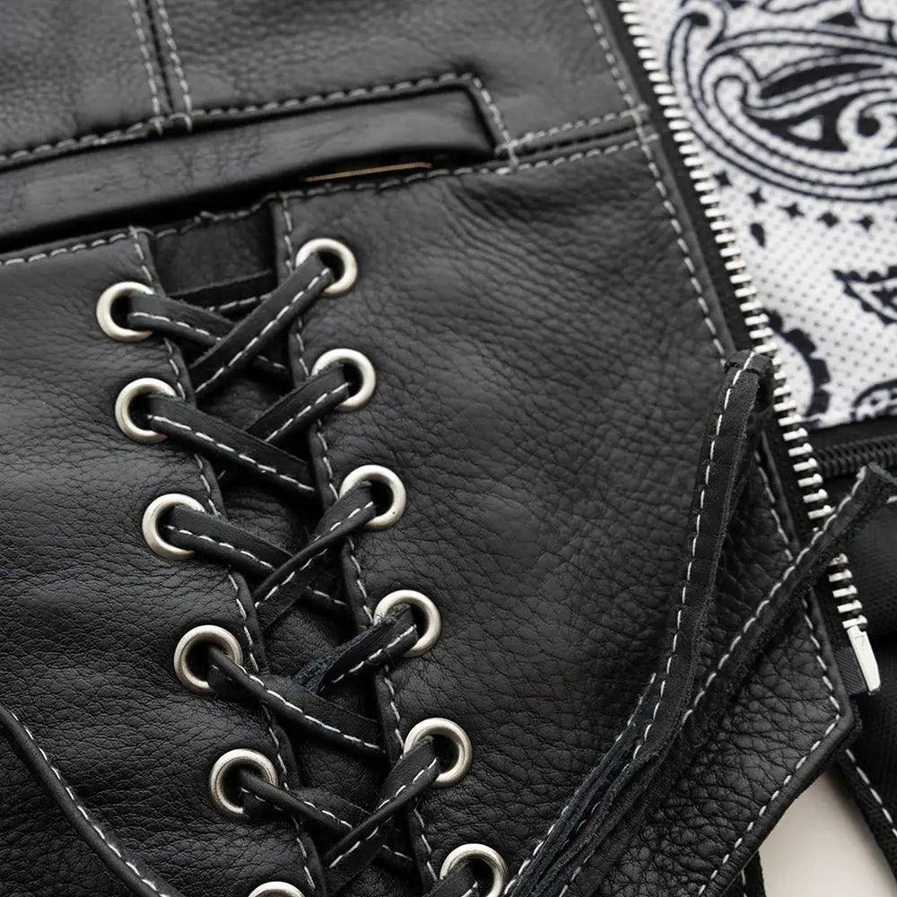 Love Lace Women's Motorcycle Leather Vest - First Manufacturing Company - Flyclothing LLC