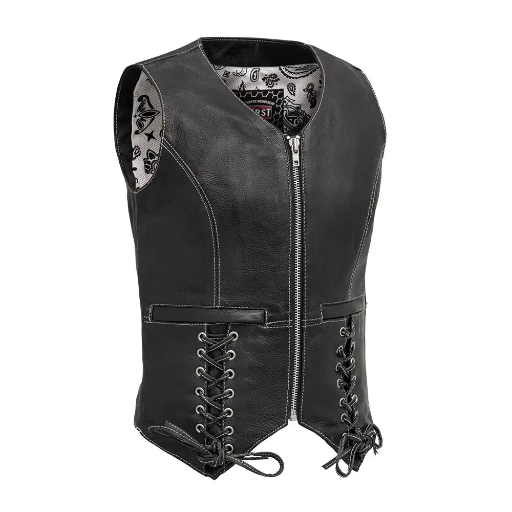 Love Lace Women's Motorcycle Leather Vest - First Manufacturing Company - Flyclothing LLC