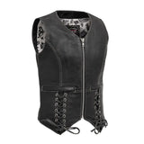 Love Lace Women's Motorcycle Leather Vest - First Manufacturing Company - Flyclothing LLC