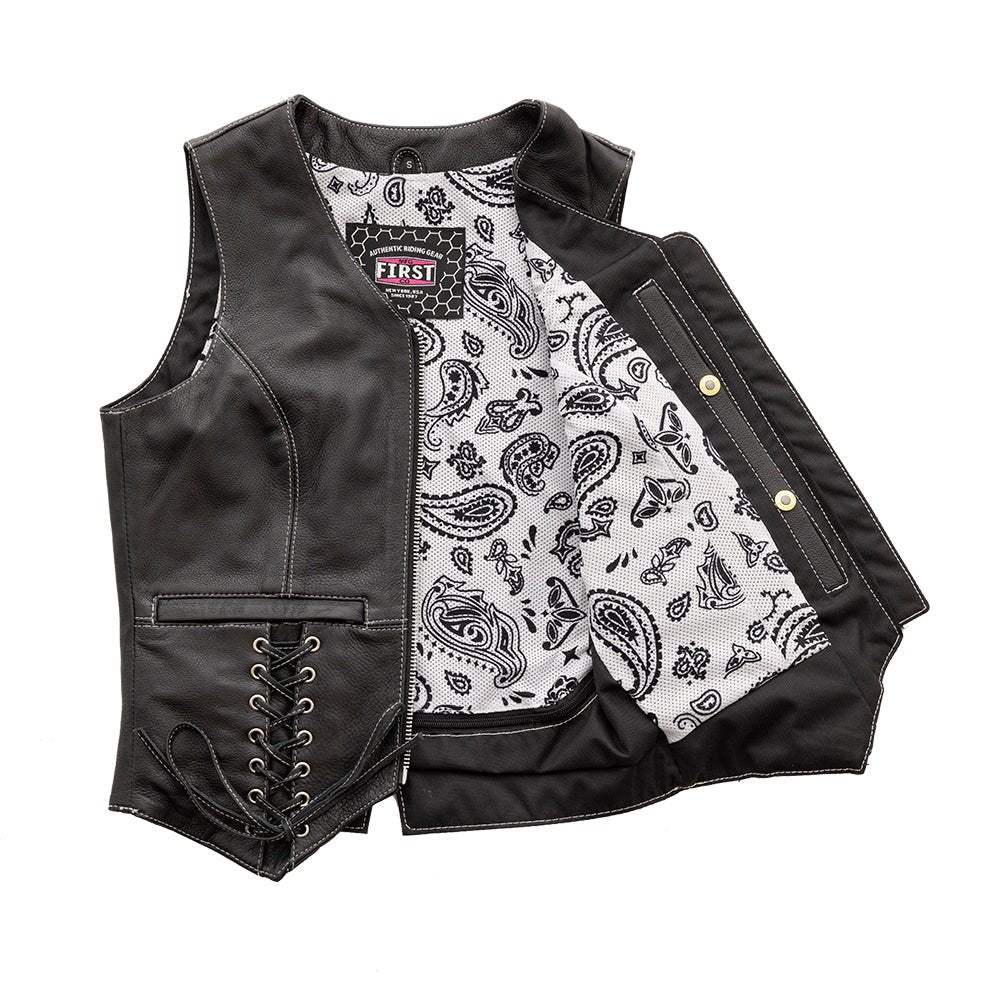 Love Lace Women's Motorcycle Leather Vest - First Manufacturing Company - Flyclothing LLC