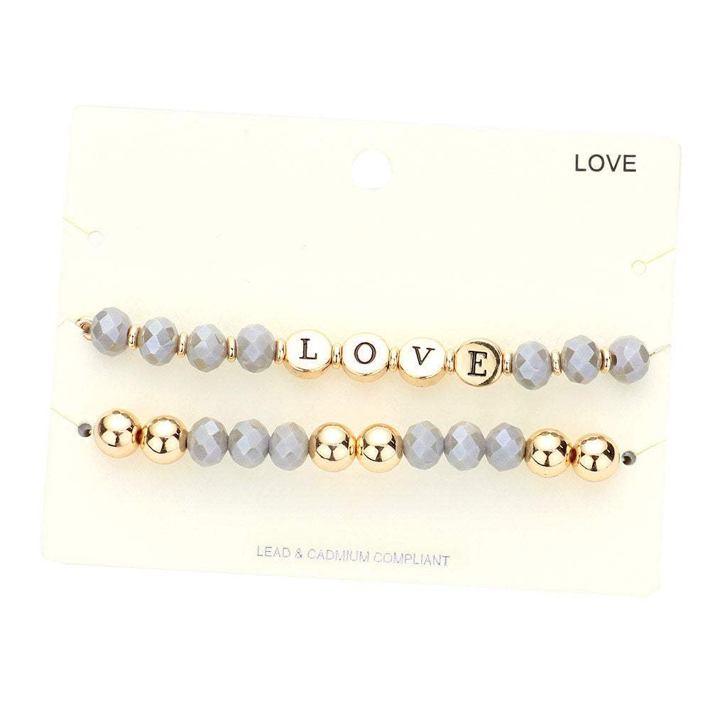 Love Message Faceted Beaded Stretch Bracelets - Madeline Love - Flyclothing LLC