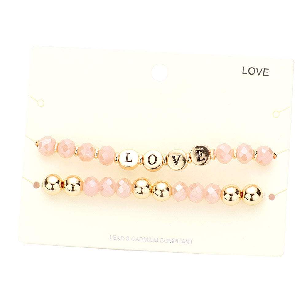 Love Message Faceted Beaded Stretch Bracelets - Madeline Love - Flyclothing LLC