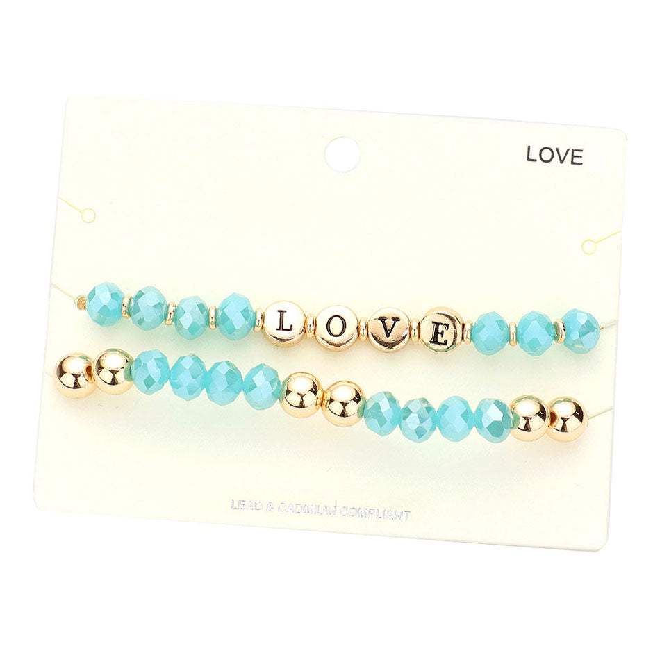 Love Message Faceted Beaded Stretch Bracelets - Madeline Love - Flyclothing LLC