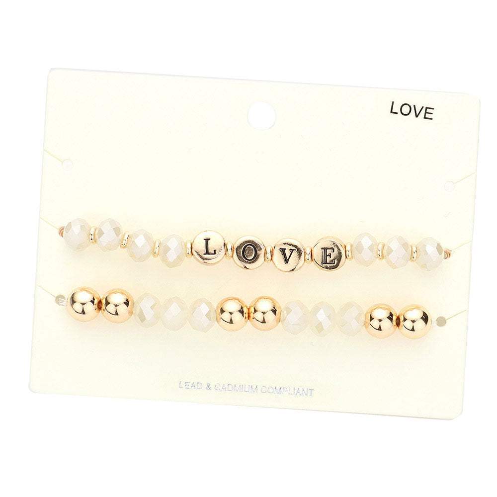 Love Message Faceted Beaded Stretch Bracelets - Madeline Love - Flyclothing LLC