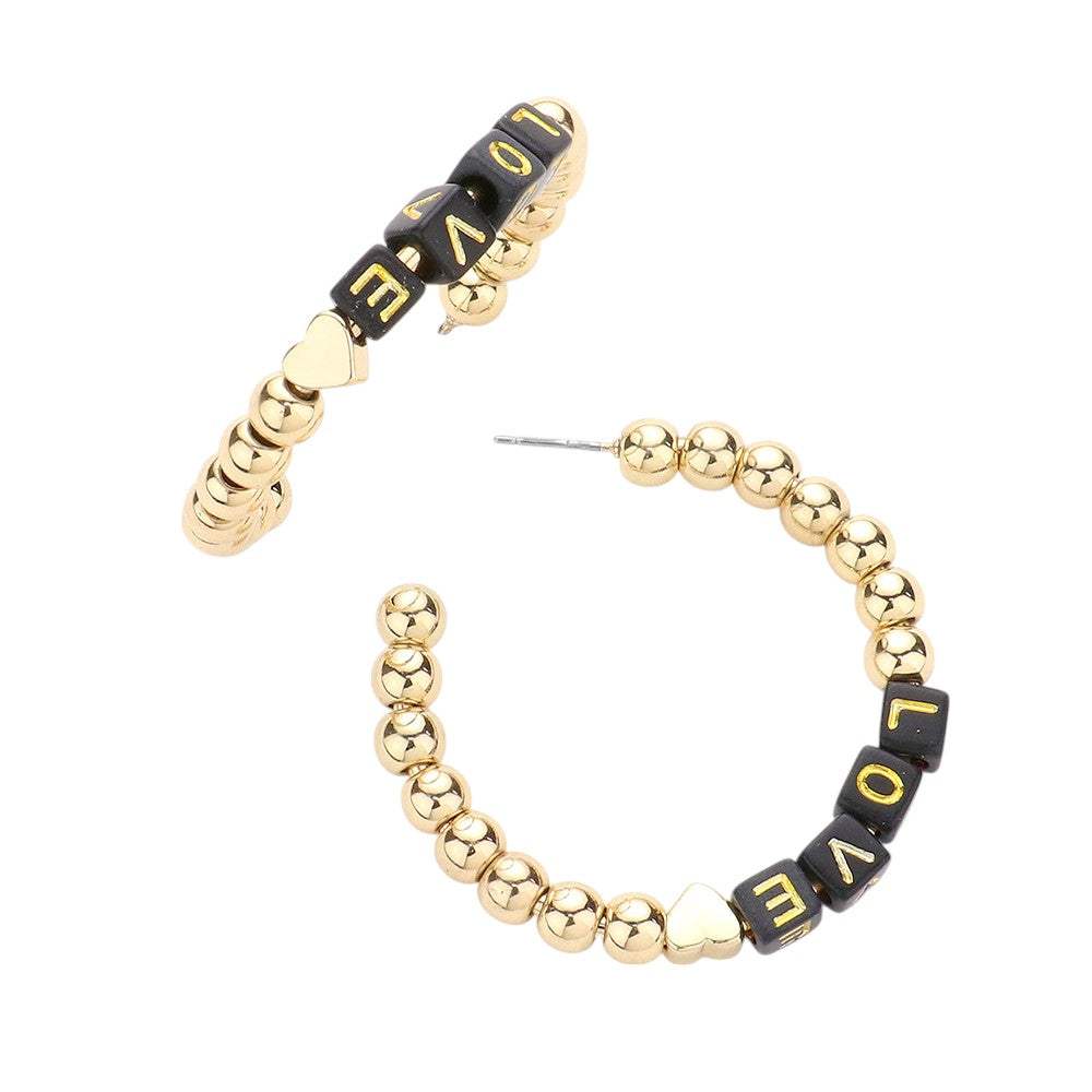 LOVE Metal Ball Half Hoop Message Earrings - Madeline Love - Flyclothing LLC