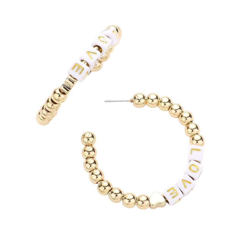 LOVE Metal Ball Half Hoop Message Earrings - Madeline Love - Flyclothing LLC