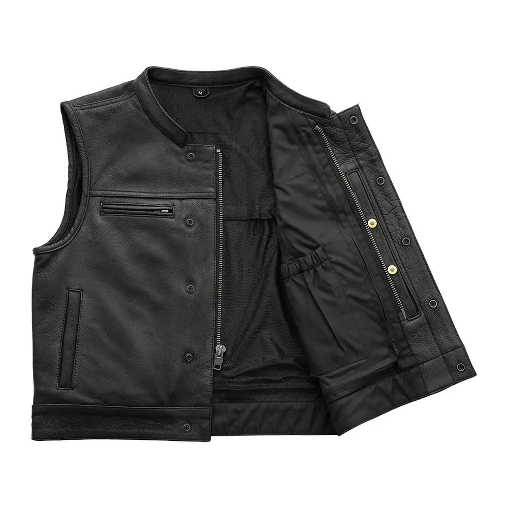 Lowrider Men's Motorcycle Leather Vest - First Manufacturing Company - Flyclothing LLC