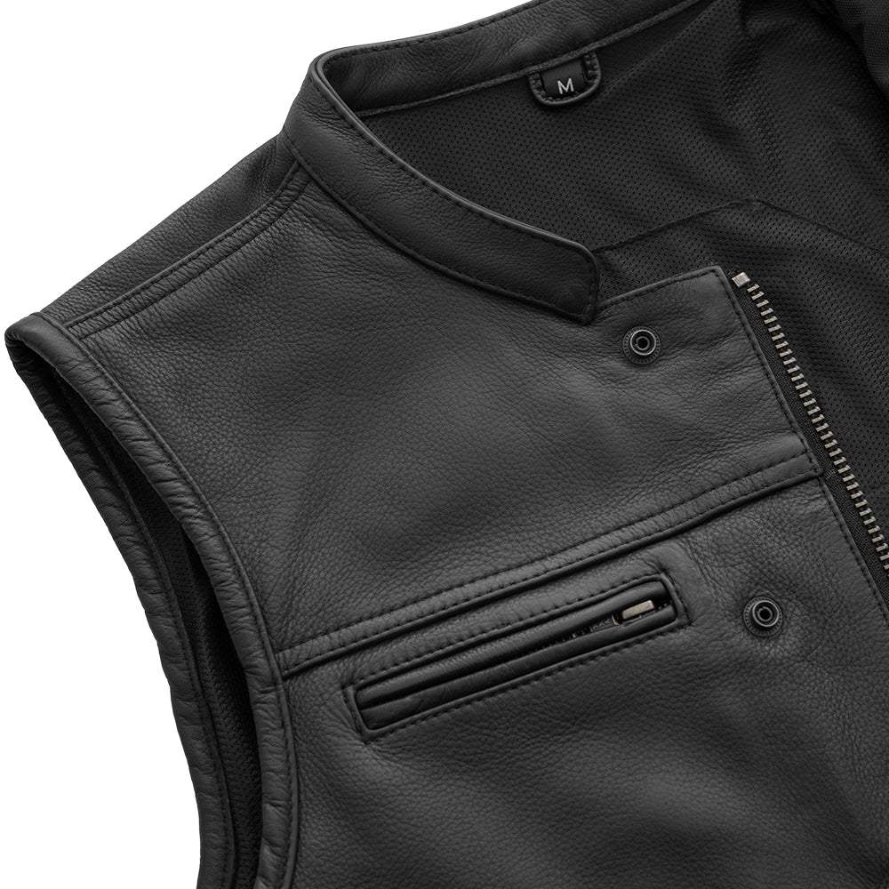 Lowrider Men's Motorcycle Leather Vest - First Manufacturing Company - Flyclothing LLC