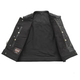 Lowrider Men's Motorcycle Leather/Twill Vest - First Manufacturing Company - Flyclothing LLC