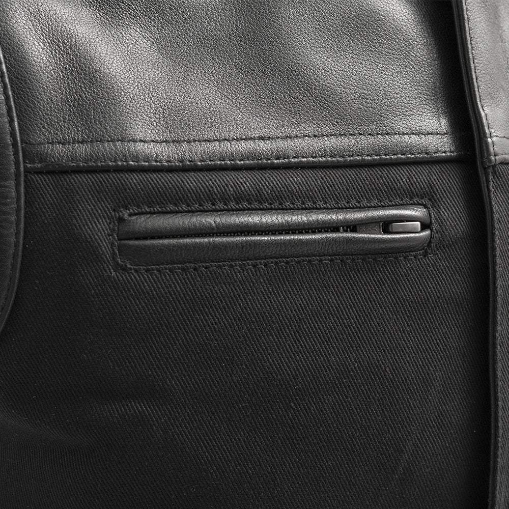 Lowrider Men's Motorcycle Leather/Twill Vest - First Manufacturing Company - Flyclothing LLC