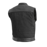 Lowrider Men's Motorcycle Leather/Twill Vest - First Manufacturing Company - Flyclothing LLC
