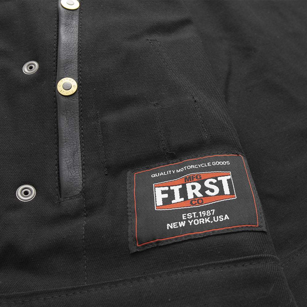 Lowrider Men's Motorcycle Leather/Twill Vest - First Manufacturing Company - Flyclothing LLC