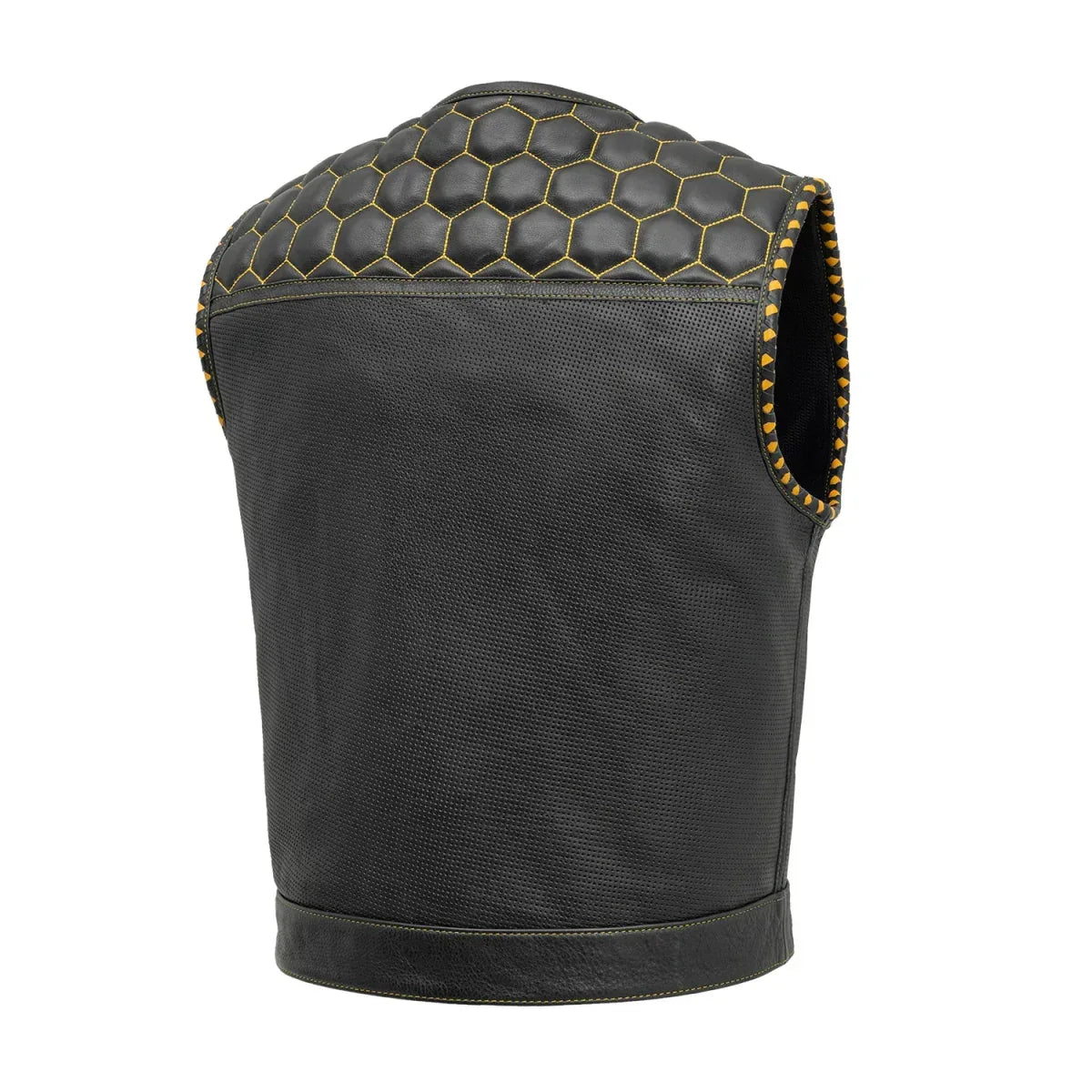 Lowside Hornet Perforated Men's Club Style Leather Vest - First Manufacturing Company - Flyclothing LLC