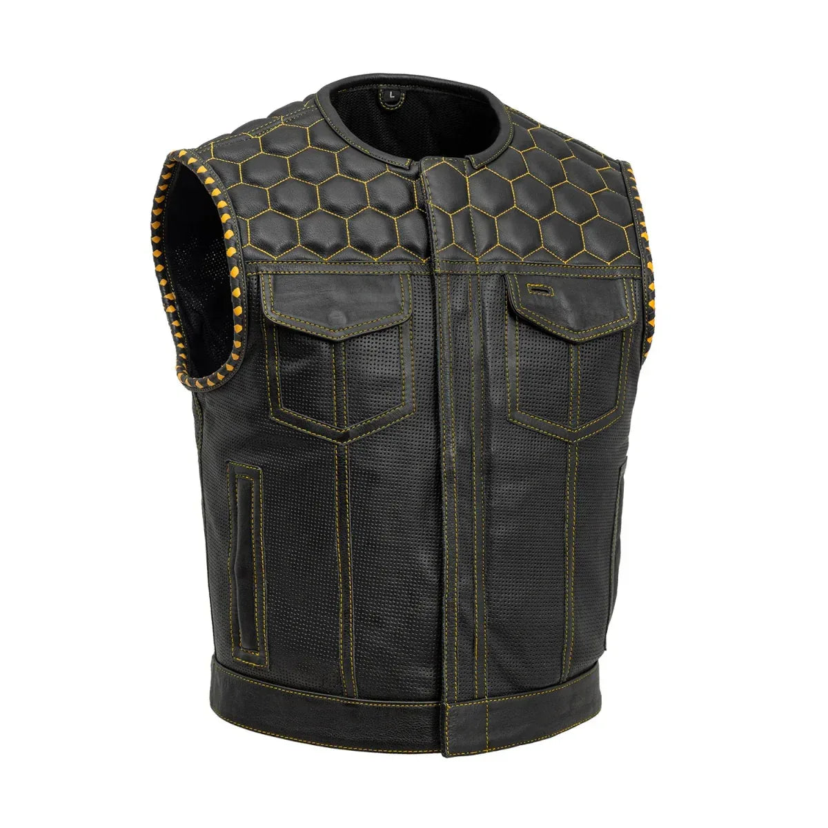 Lowside Hornet Perforated Men's Club Style Leather Vest - First Manufacturing Company - Flyclothing LLC