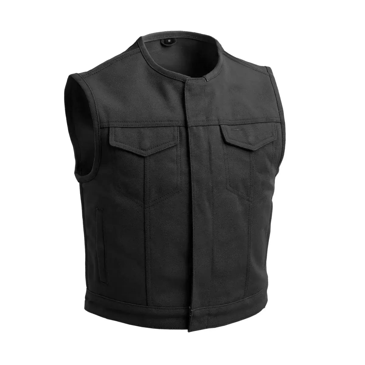 Lowside Black Men's Motorcycle Canvas Vest - First Manufacturing Company - Flyclothing LLC