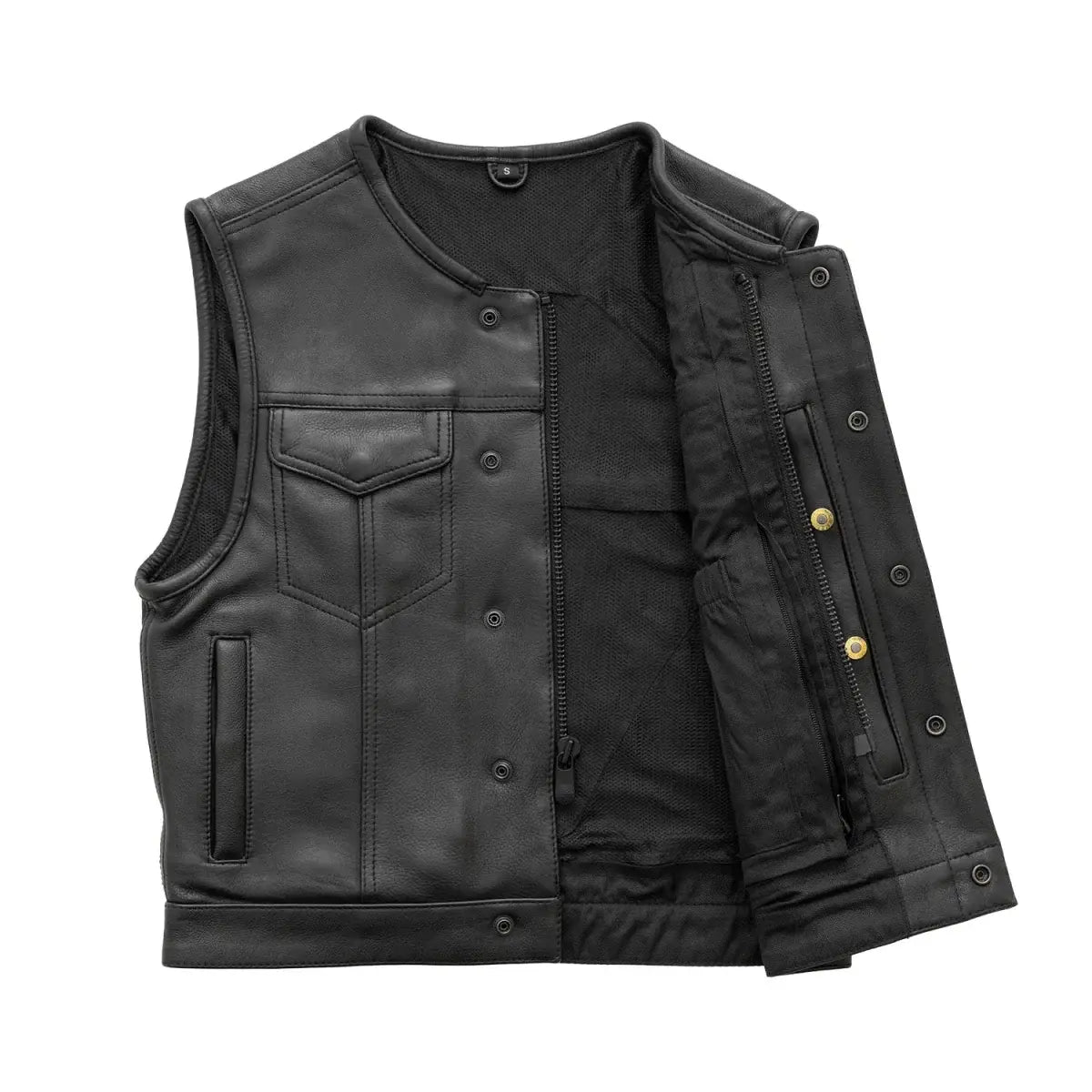 Lowside Men's Motorcycle Leather Vest - First Manufacturing Company - Flyclothing LLC