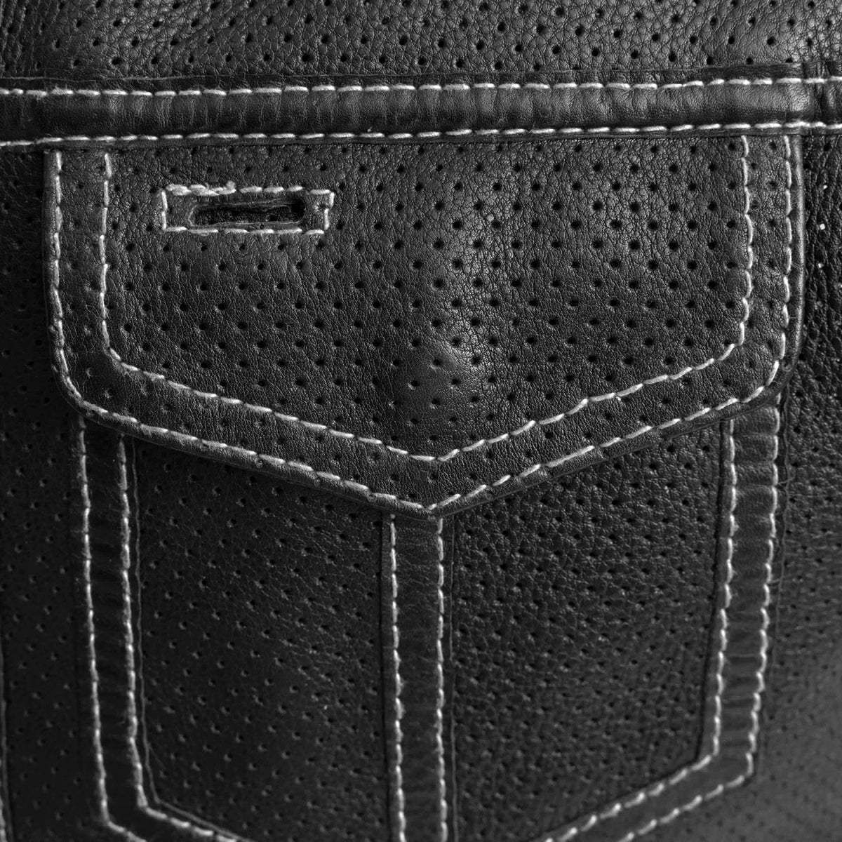Lowside Men's Perforated Motorcycle Leather Vest - First Manufacturing Company - Flyclothing LLC