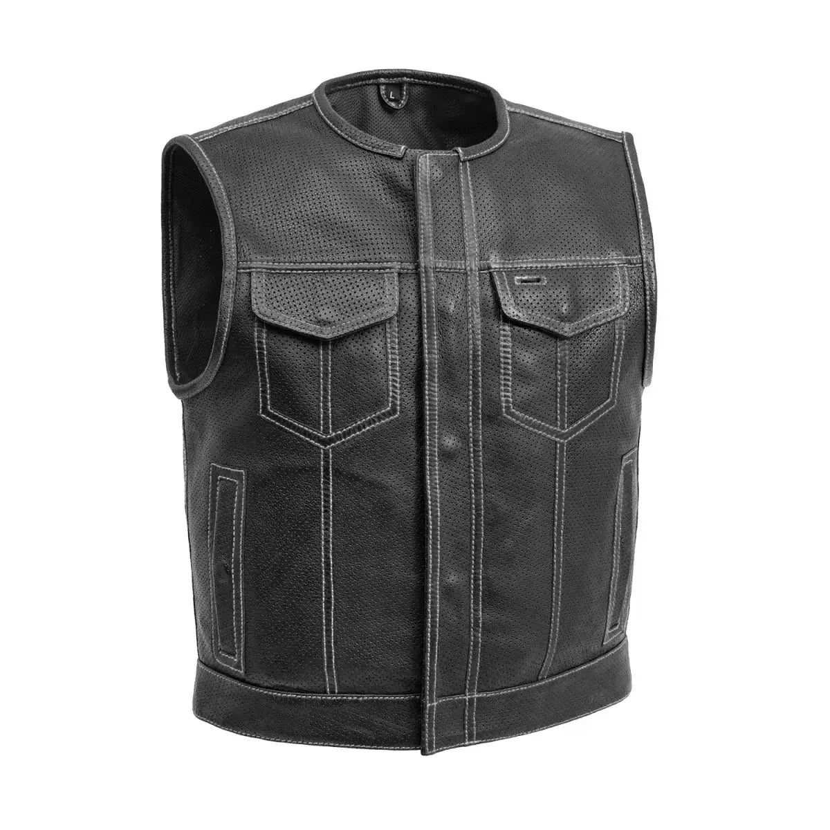 Lowside Men's Perforated Motorcycle Leather Vest - First Manufacturing Company - Flyclothing LLC