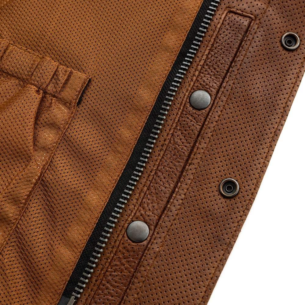 Lowside Men's Perforated Motorcycle Leather Vest - First Manufacturing Company - Flyclothing LLC
