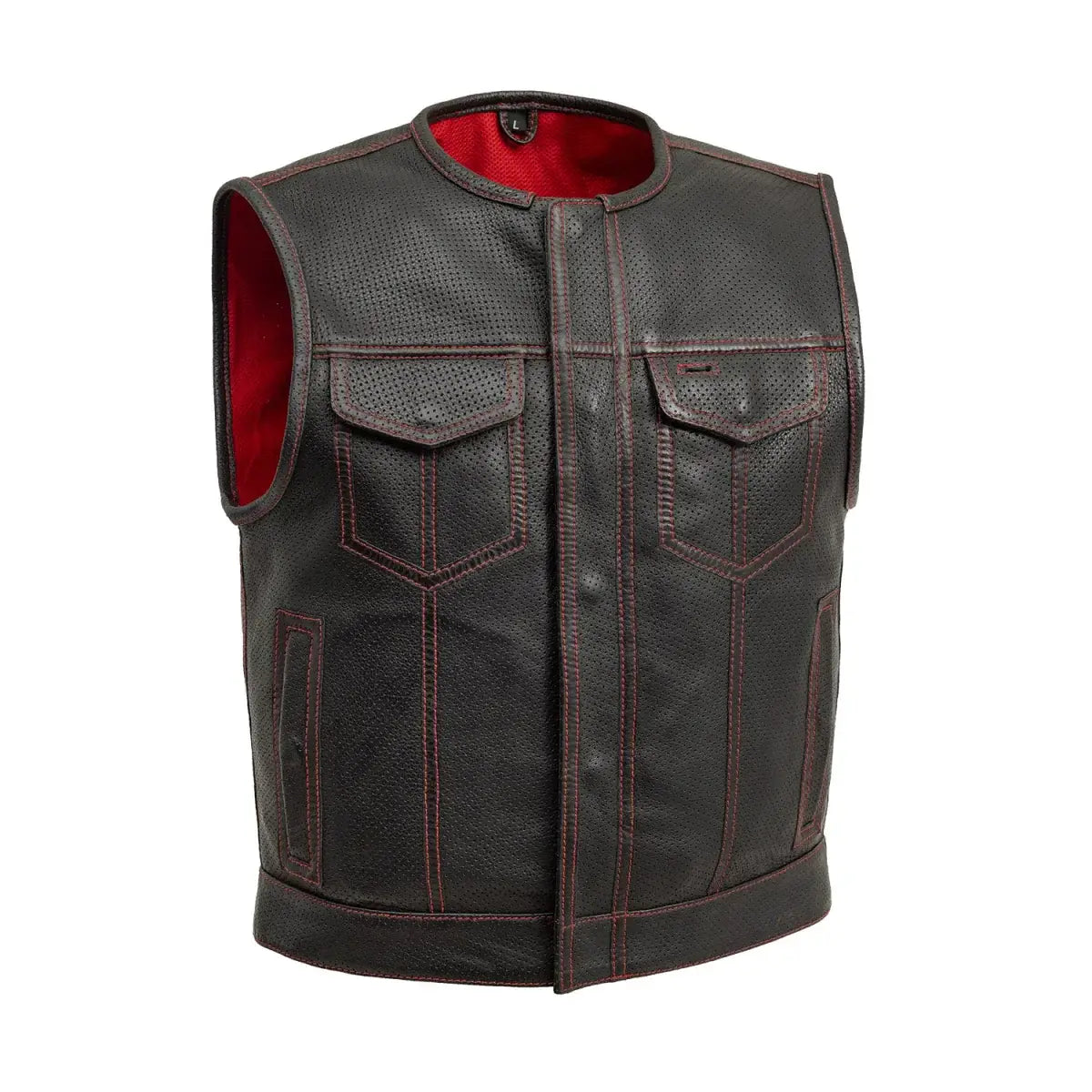 Lowside Men's Perforated Motorcycle Leather Vest - First Manufacturing Company - Flyclothing LLC