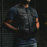 Lowside Men's Perforated Motorcycle Leather Vest - First Manufacturing Company - Flyclothing LLC
