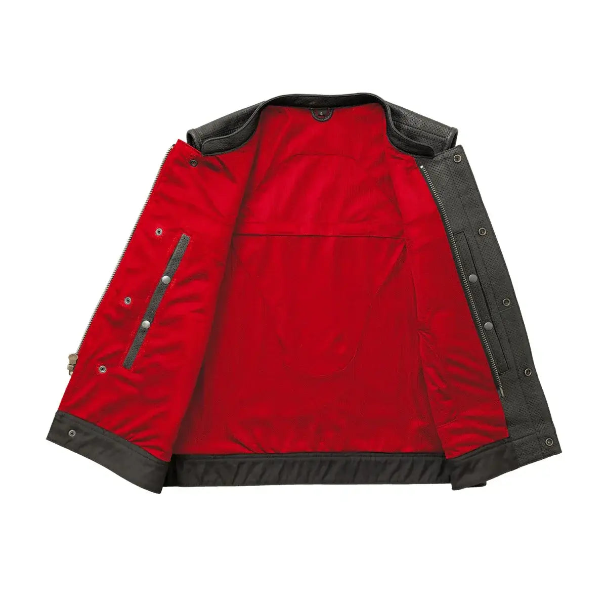 Lowside Men's Perforated Motorcycle Leather Vest - First Manufacturing Company - Flyclothing LLC