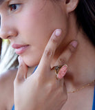 Lucent Orange Coral Golden Ring - Barse Jewelry - Flyclothing LLC