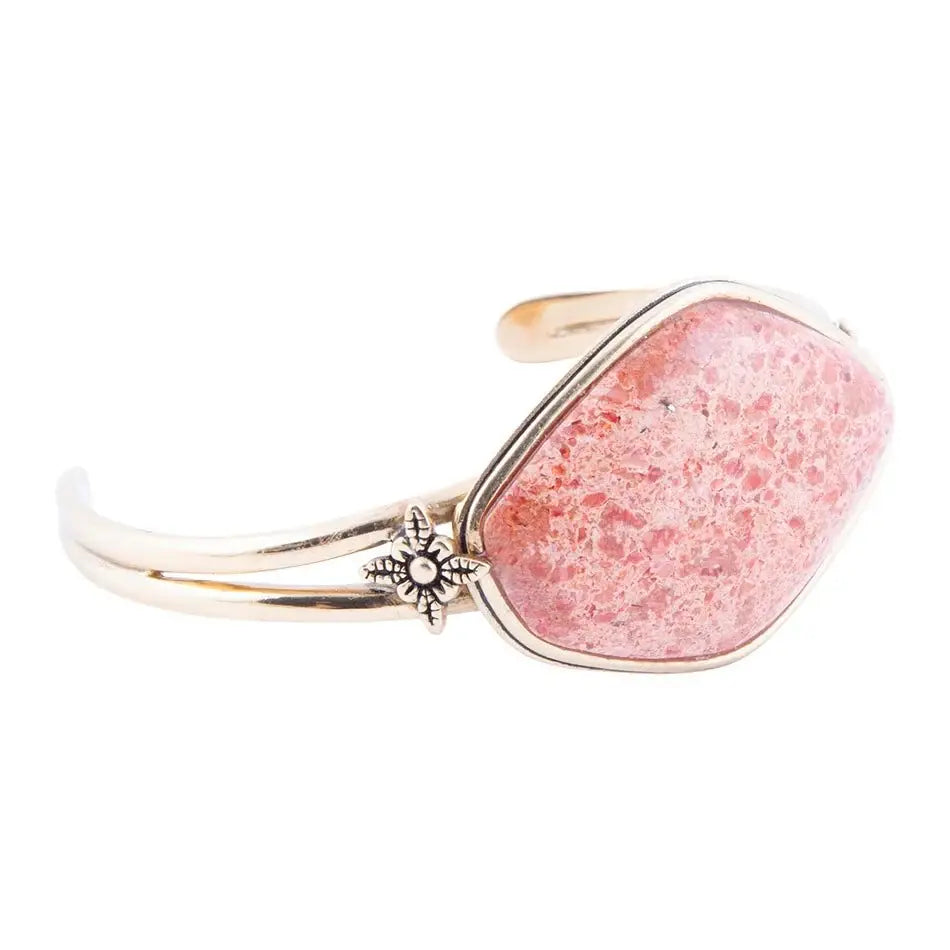 Lucent Orange Sponge Coral Cuff Golden Bracelet - Barse Jewelry - Flyclothing LLC